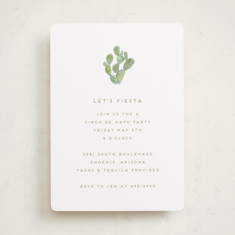 "Tacos and Tequila" - Party Invitations in Olive by Julie Murray - Front