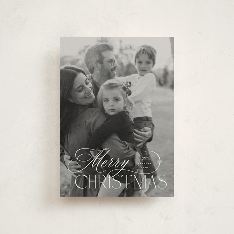 "Holiday in Type" - Holiday Cards in Snow by Design Lotus - Front