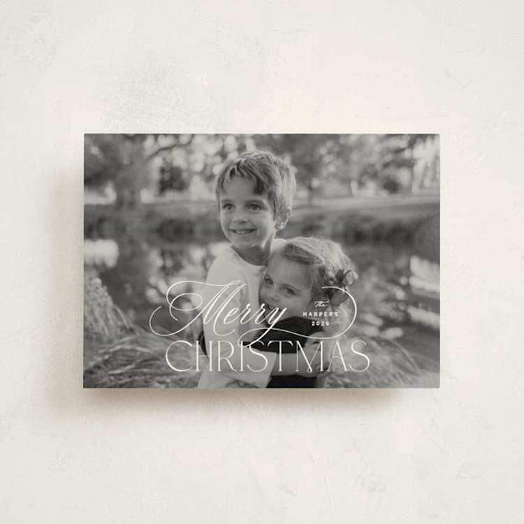 "Holiday in Type" - Holiday Cards in Snow by Design Lotus - Front