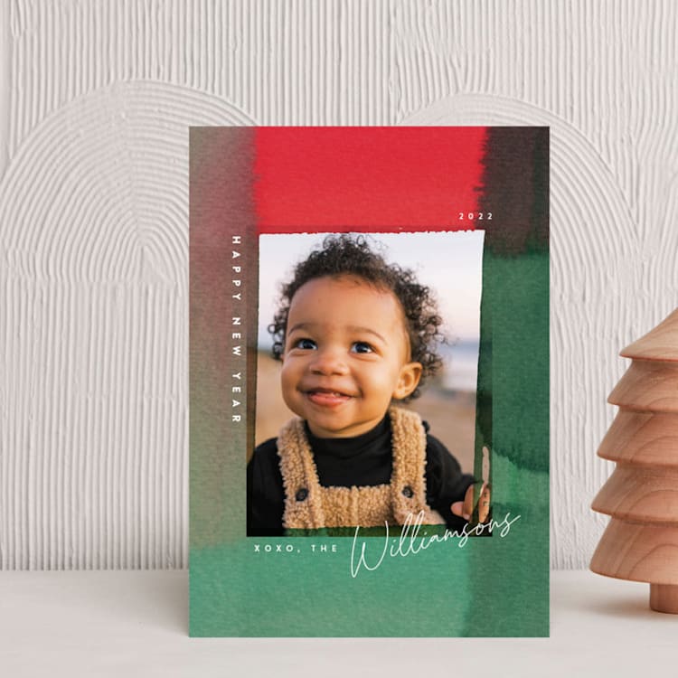 "Watercolor Frame" - Holiday Cards in Christmas Tree by Shannon Chen of Four Wet Feet Studio - Front