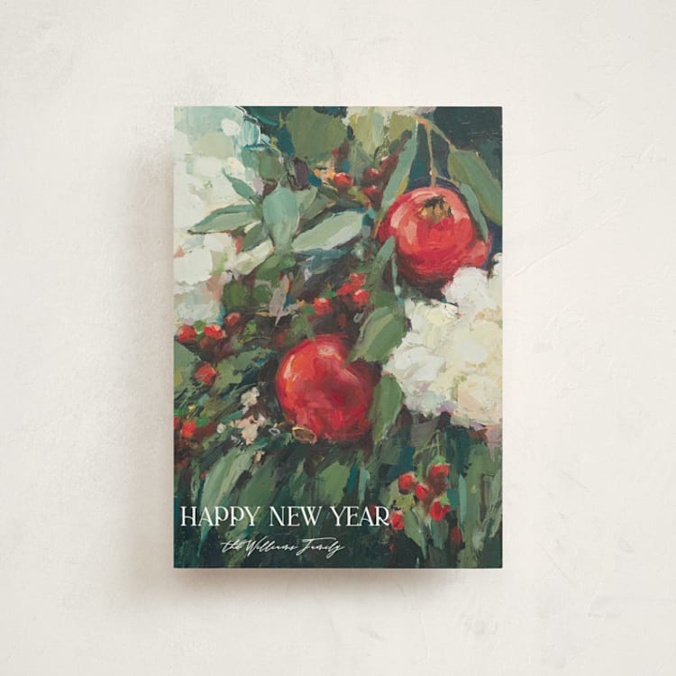 "Pomegranate" - Holiday Cards in Crimson by Wendy Keller - Front