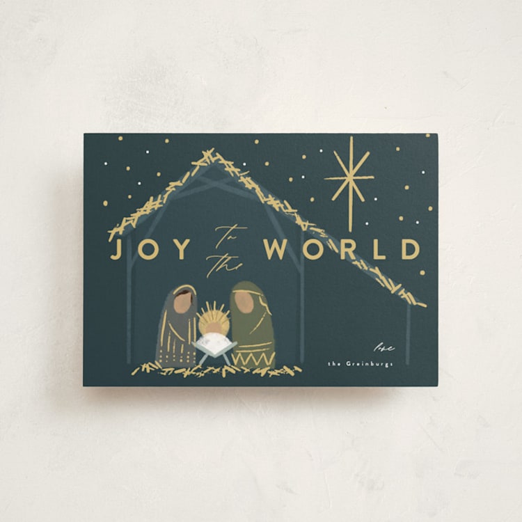 "Nativity" - Holiday Cards in Midnight by Rebecca Durflinger - Front