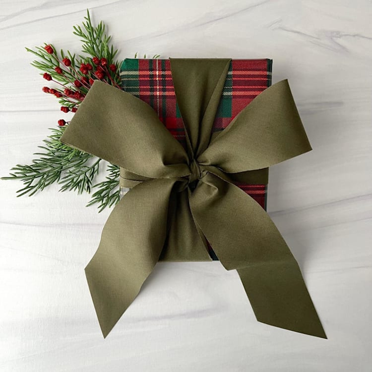 Olive 2' x 15 ft Holiday Ribbon by Honey Silks Co