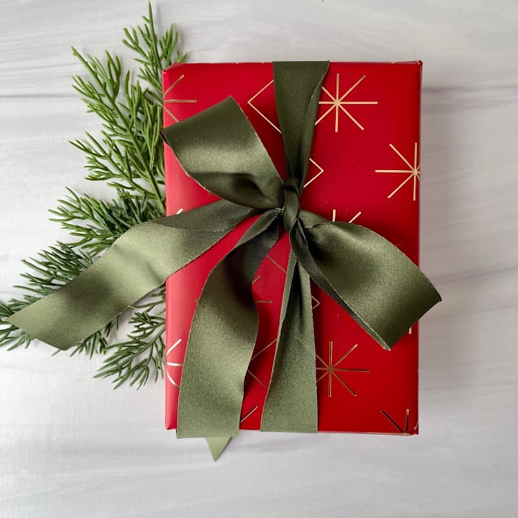 "Pine 1" x 15 ft Holiday Ribbon" - Holiday Ribbons and Bows in green by Honey Silks Co
