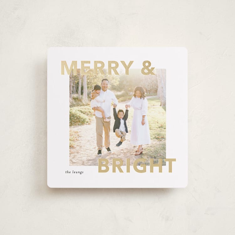 "Merry Bright" - Holiday Cards in Snowflake by Angela Thompson - Front
