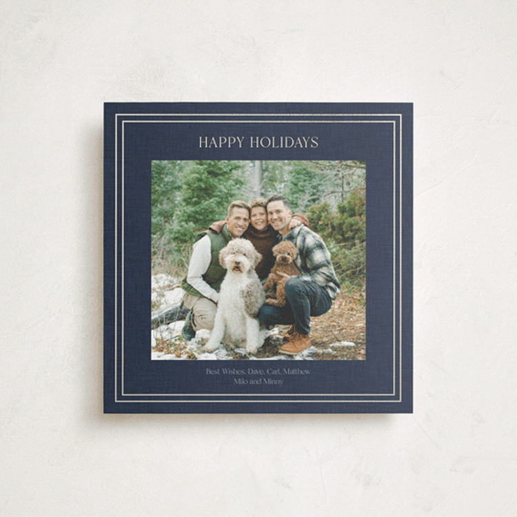 "Traditional Linen" - Holiday Cards in Navy by Tina Faselli - Front