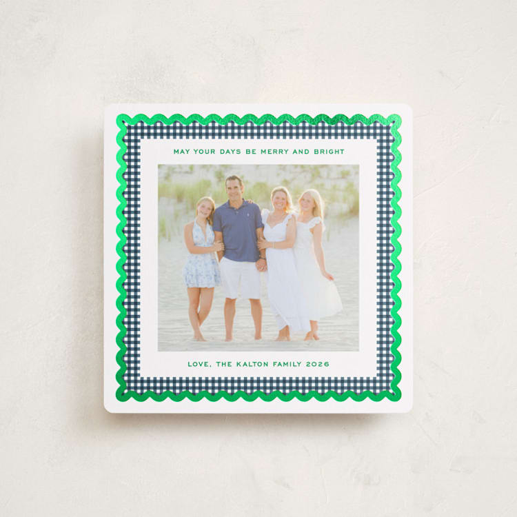 "Gingham Fun" - Holiday Cards in Navy by Erin German - Front