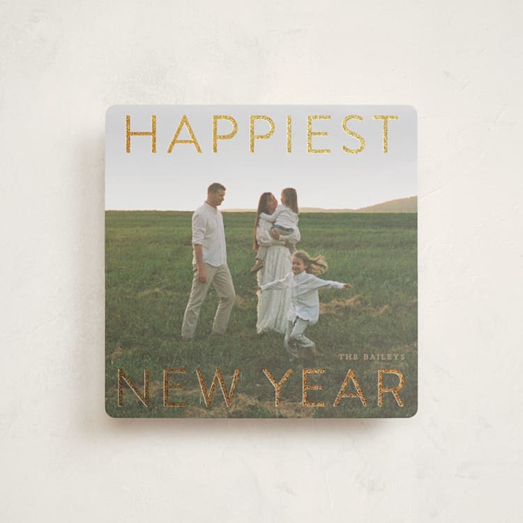 "Gilded Type" - Holiday Cards in Champagne by Angela Thompson - Front