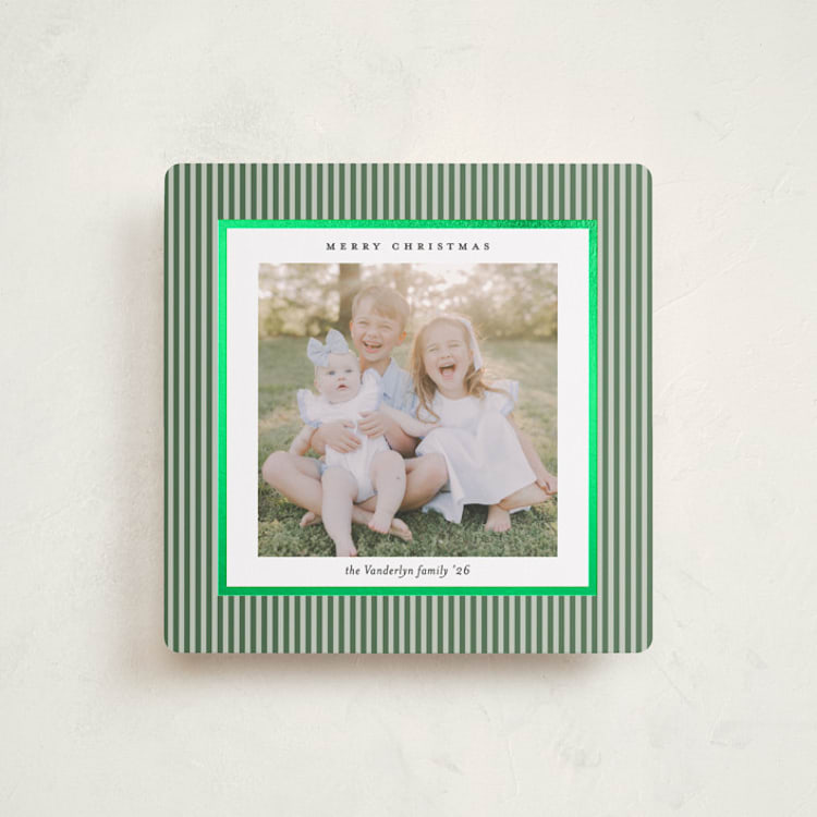 "Striped Frame" - Holiday Cards in Pine Needle by Lucrecia Caporale - Front