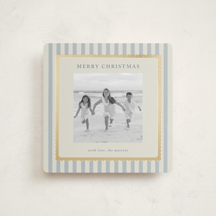 "Coastal Stripe" - Holiday Cards in Wintermint by Stephanie Heinrich Godbout - Front