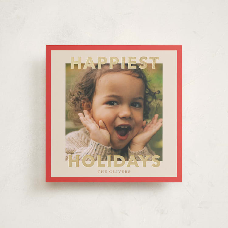 Bright Border Foil-Pressed Holiday Square Cards