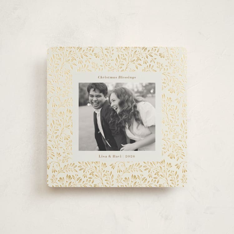 "Leafy Pattern" - Holiday Cards in Vanilla by Anna Black - Front