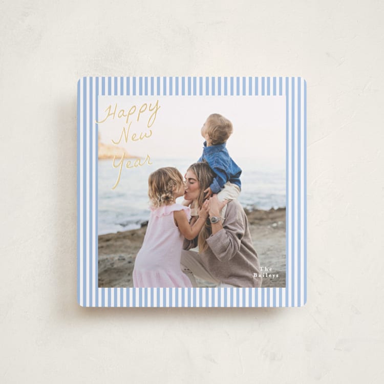 "Sailor Stripe" - Holiday Cards in Periwinkle by Angela Thompson - Front