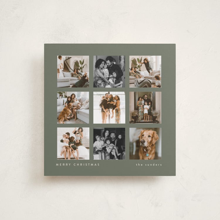 "The Keepsake Grid" - Holiday Cards in Sage by Lucrecia Caporale - Front
