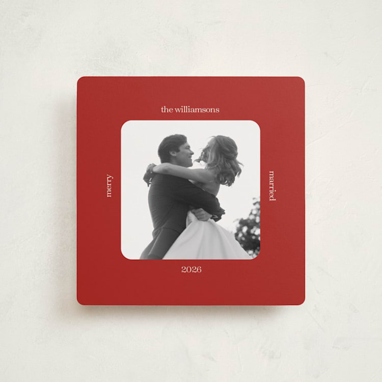 "Vintage Square" - Holiday Cards in Berry by Beth Vassalo - Front