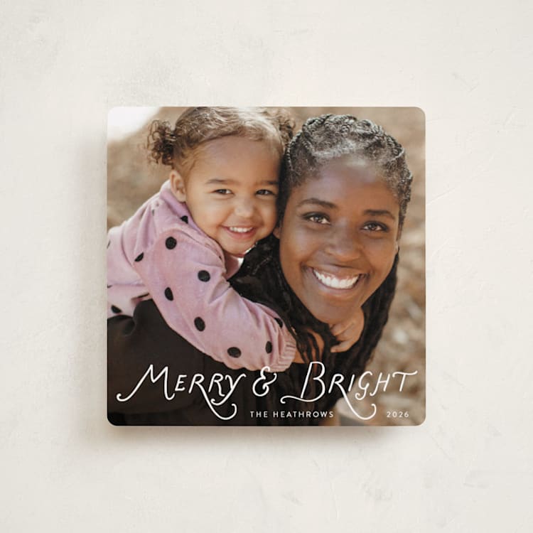 "Bright Script" - Holiday Cards in Snow by Lindsay Megahed - Front