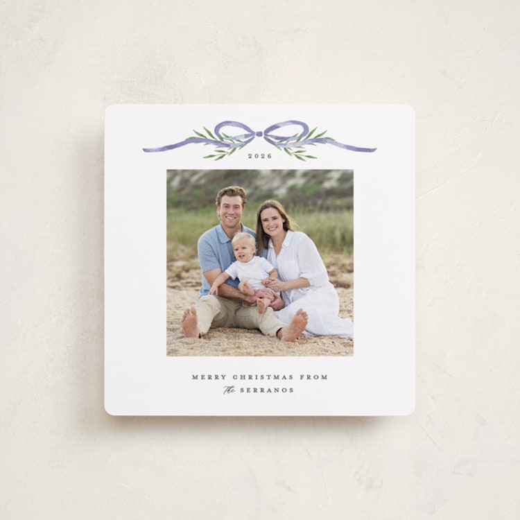 "Bow Topper" - Holiday Cards in French Blue by Susan Zinader - Front
