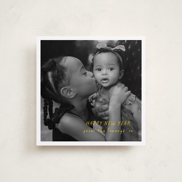 "Postcard" - Holiday Cards in Lemon by Morgan Kendall - Front
