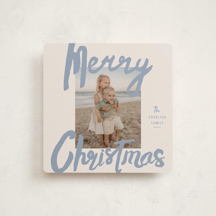 "Brushed" - Holiday Cards in Dusty Blue by Stacey Day - Front