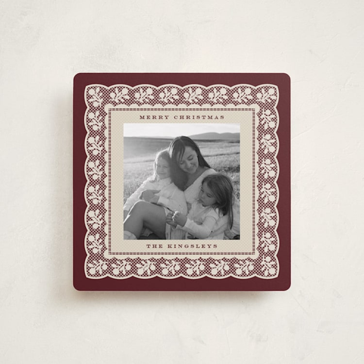 "Vintage doily" - Holiday Cards in Mulled Wine by Heather Schertzer - Front