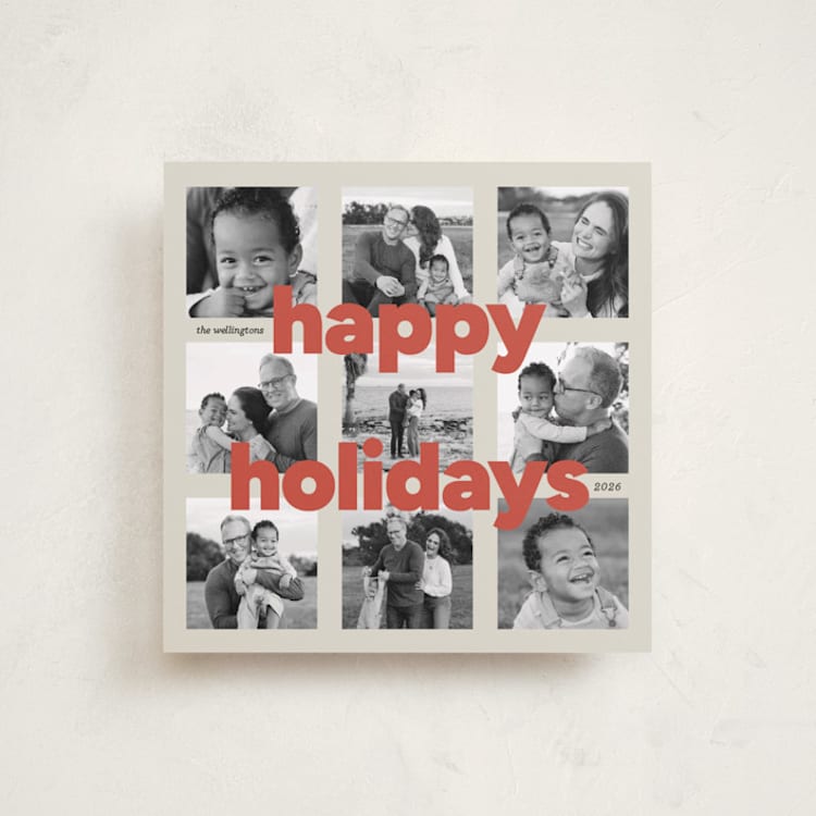 "bold grid" - Holiday Cards in Persimmon by Carrie Moradi - Front