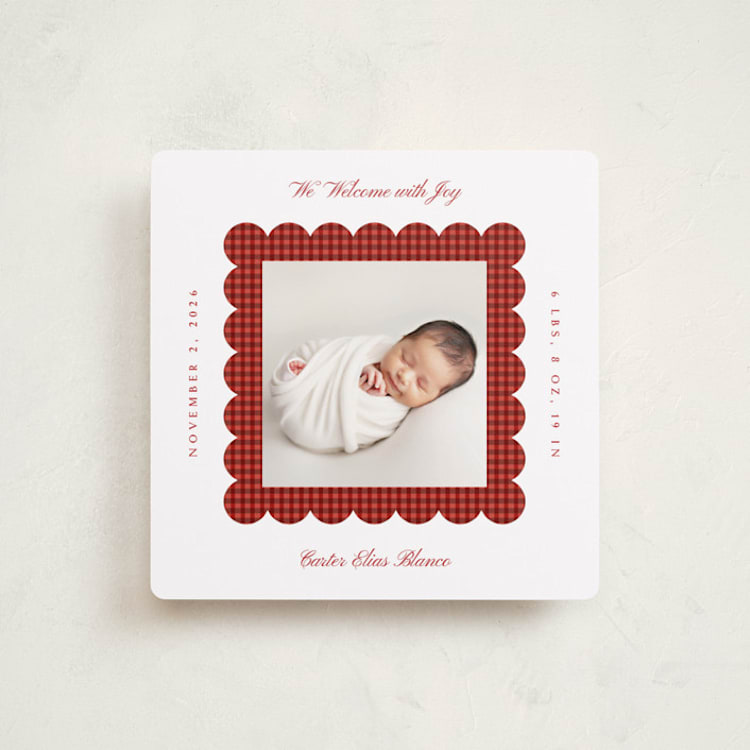 "Cozy Gingham Scallop" - Holiday Cards in Cinnamon by Olivia Raufman - Front