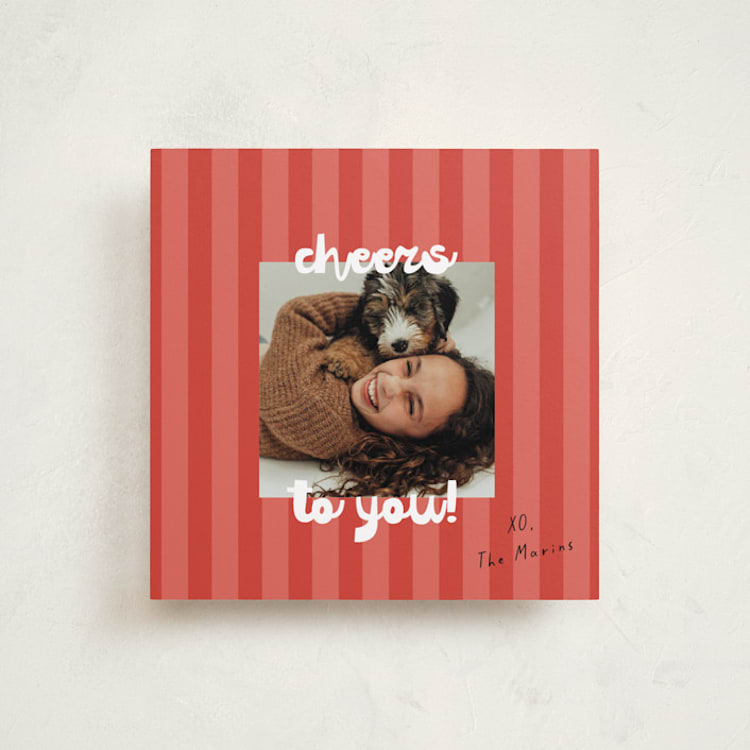 "Wags & Wonder" - Holiday Cards in Cranberry by Christie Garcia - Front