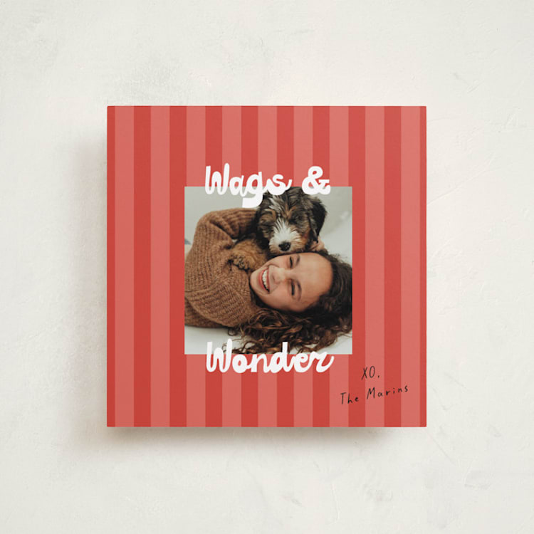 "Wags & Wonder" - Holiday Cards in Cranberry by Christie Garcia - Front