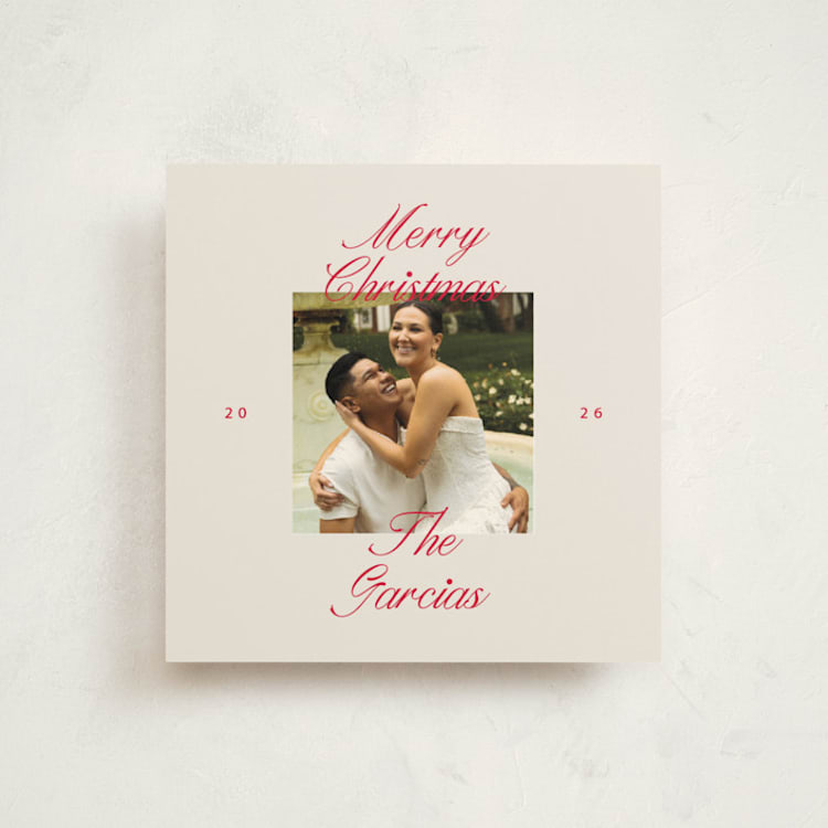 "Script Square" - Holiday Cards in Candy Cane by Bethan - Front