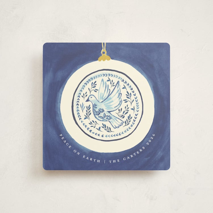 "Dove Ornament" - Holiday Cards in Wintermint by Teju Reval - Front
