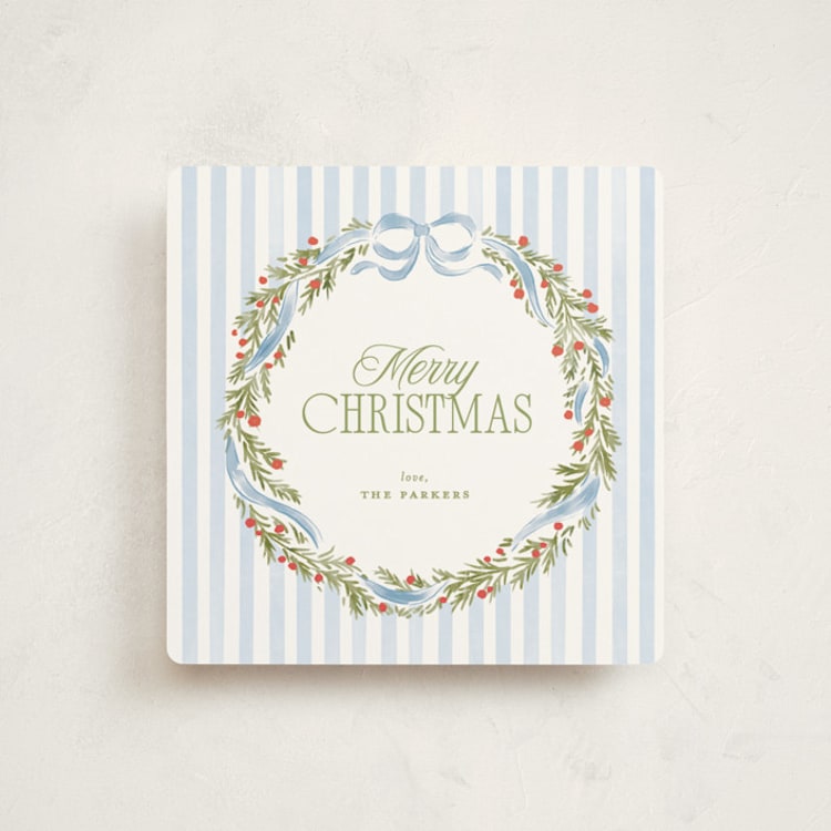 "Coastal wreath" - Holiday Cards in Ocean by Creo Study - Front