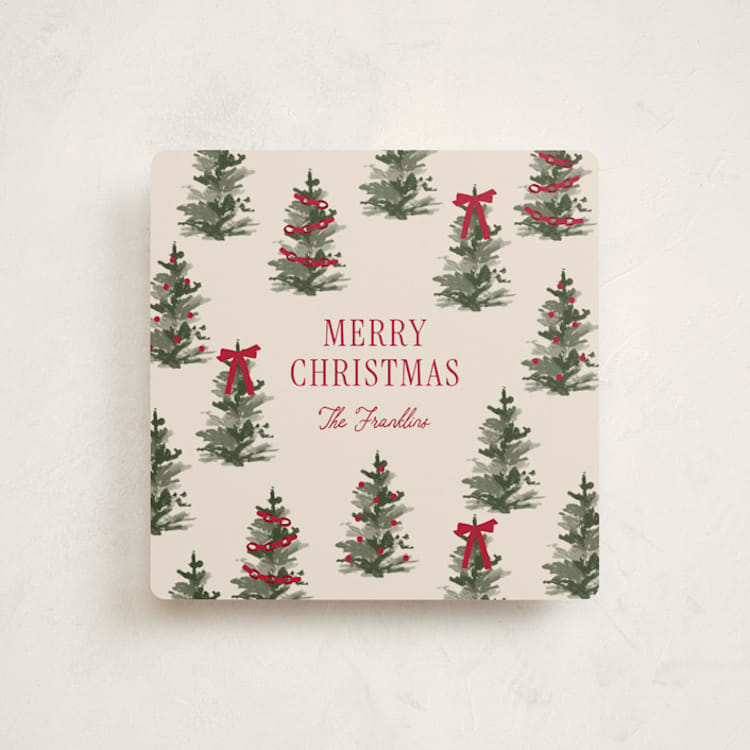 "Christmas Forest" - Holiday Cards in Cranberry by Angela Garrick - Front