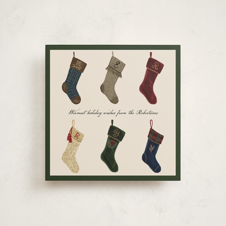 "Stockings" - Holiday Cards in Pine by Jenna Holcomb - Front
