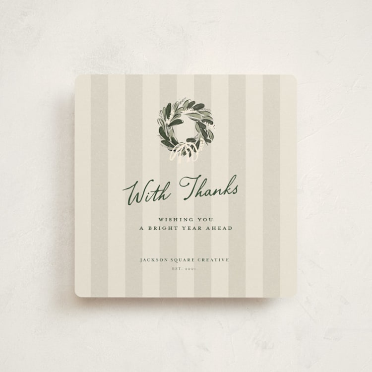 "Vintage Wreath" - Holiday Cards in Taupe by Lucrecia Caporale - Front