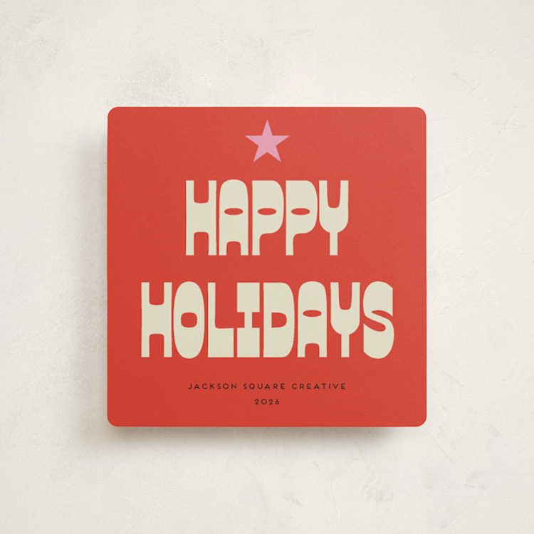 "Retro Tree" - Holiday Cards in Cherry by Morgan Kendall - Front