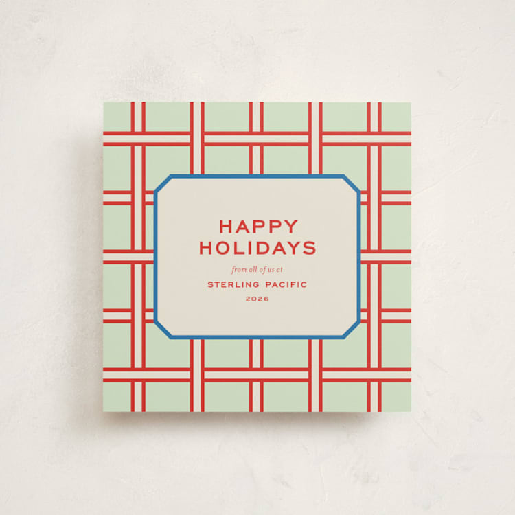"Basketweave" - Holiday Cards in Mint by Megan Davis - Front