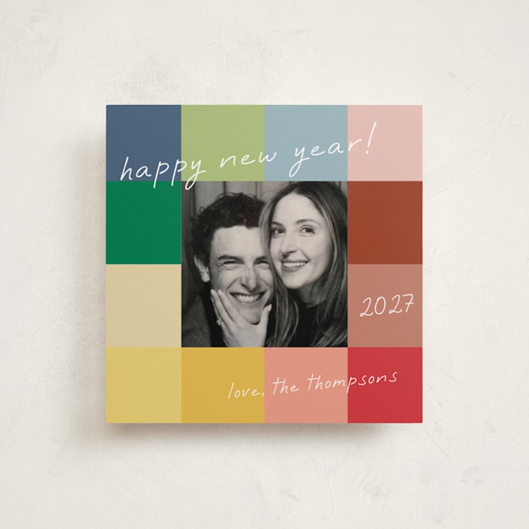 "Color Cubed" - Holiday Cards in Blue Jay by Lindsay Megahed - Front