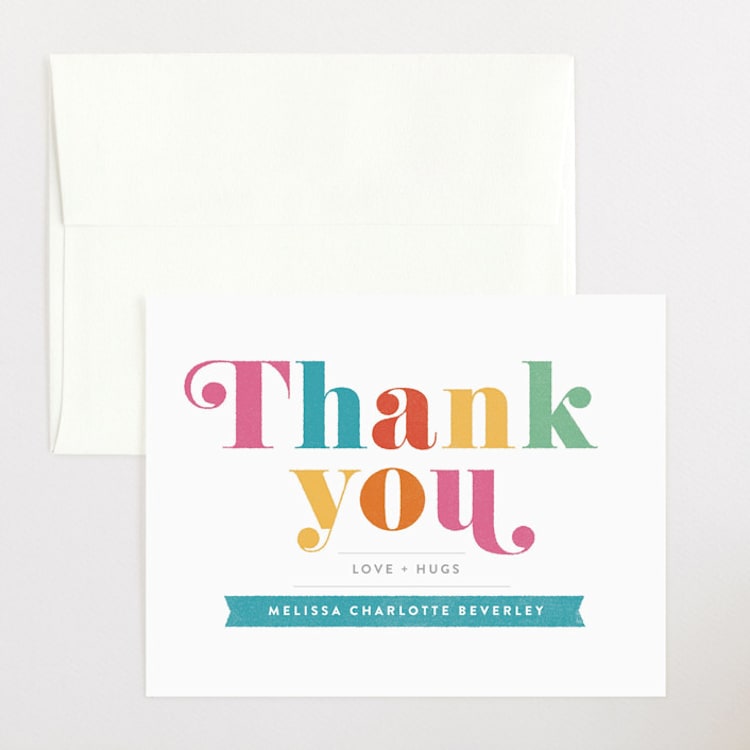 "Oh Baby!" - Flat Baby Shower Thank You Cards in Peacock by Laura Moyer - Front