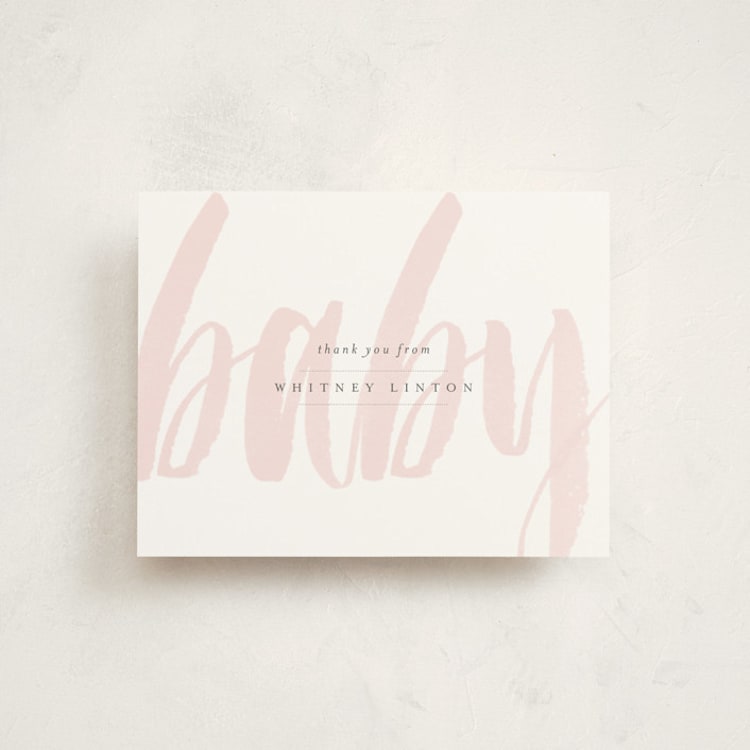 "whisper" - Flat Baby Shower Thank You Cards in Blush by Sara Hicks Malone - Front