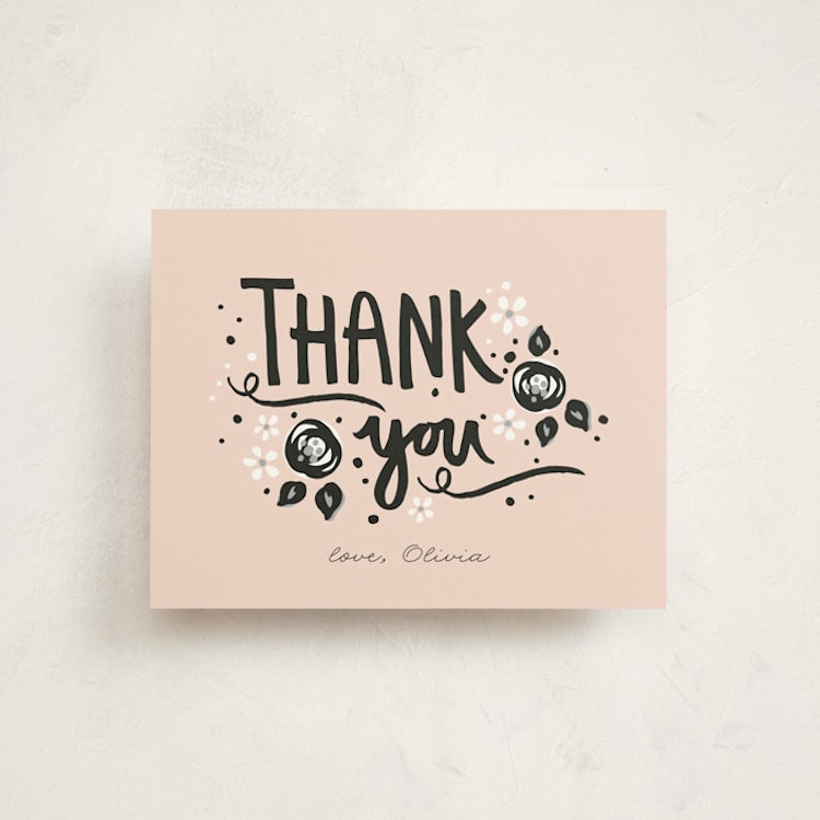 "Sugar and Spice" - Flat Baby Shower Thank You Cards in Blush by JeAnna Casper - Front