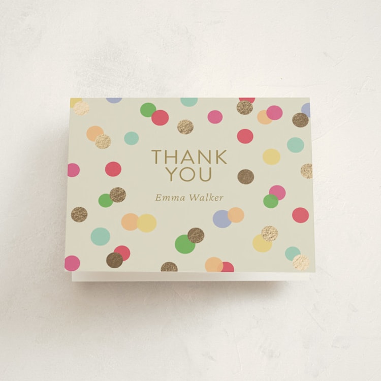 "Colorful Baby Sprinkle" - Foil-Pressed Baby Shower Thank You Cards in Color Pop by Stephanie Heinrich Godbout - Front