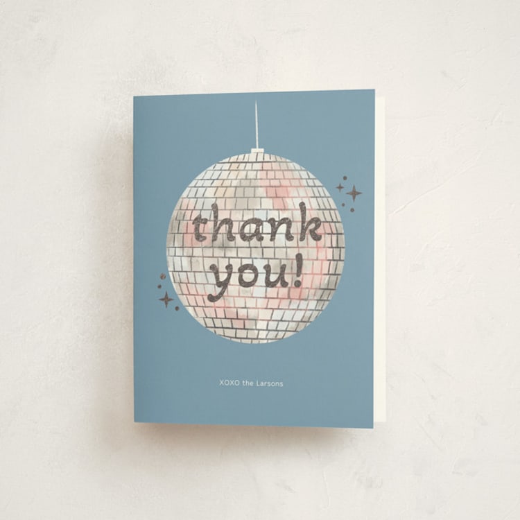 "Groovy Baby" - Foil-Pressed Baby Shower Thank You Cards in Cobalt by Janna Sue Design - Front