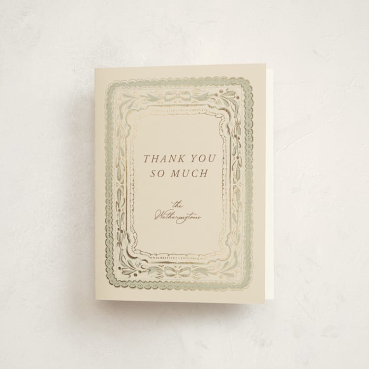 "Scallop Border" - Foil-Pressed Baby Shower Thank You Cards in Buttercream by Lucrecia Caporale - Front