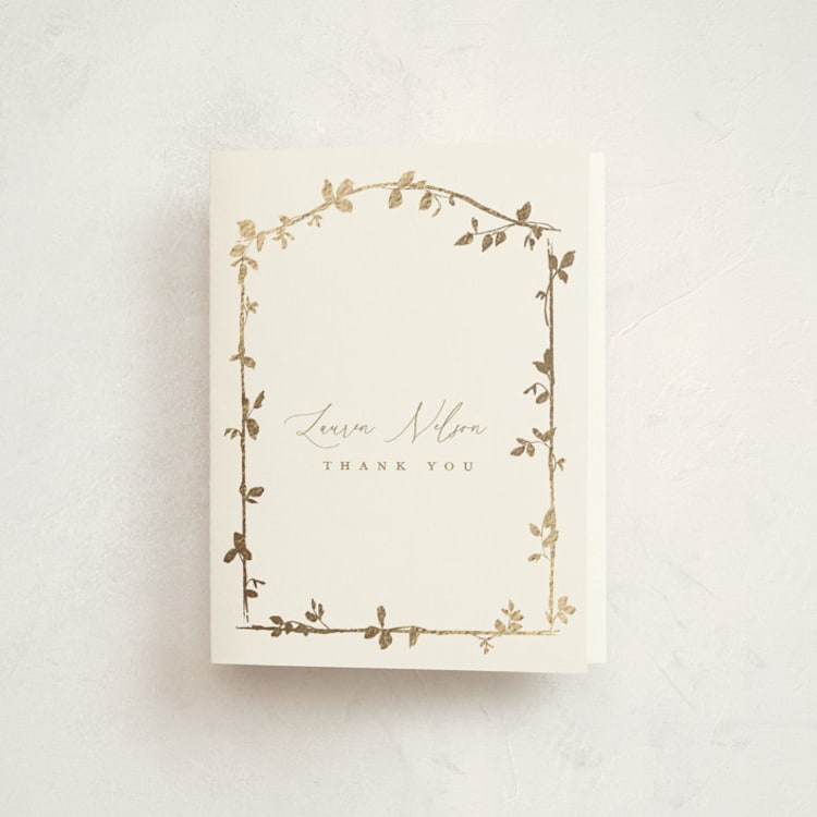 "Canopy" - Foil-Pressed Baby Shower Thank You Cards in Ivy by Everett Paper Goods - Front