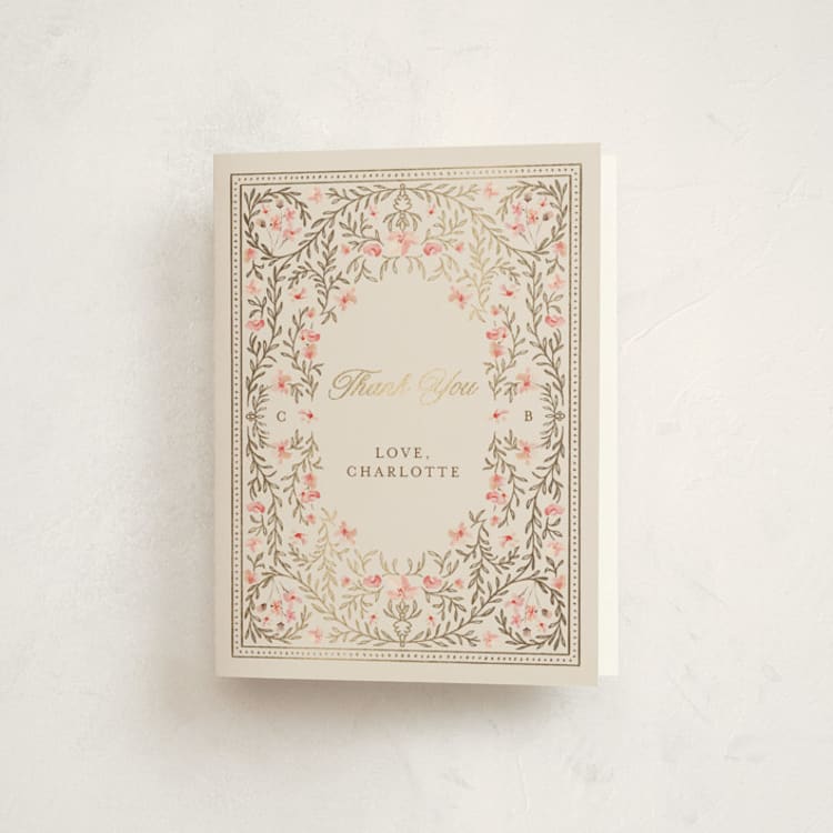 "Victorian" - Foil-Pressed Baby Shower Thank You Cards in Versailles by Claudia Orengo - Front