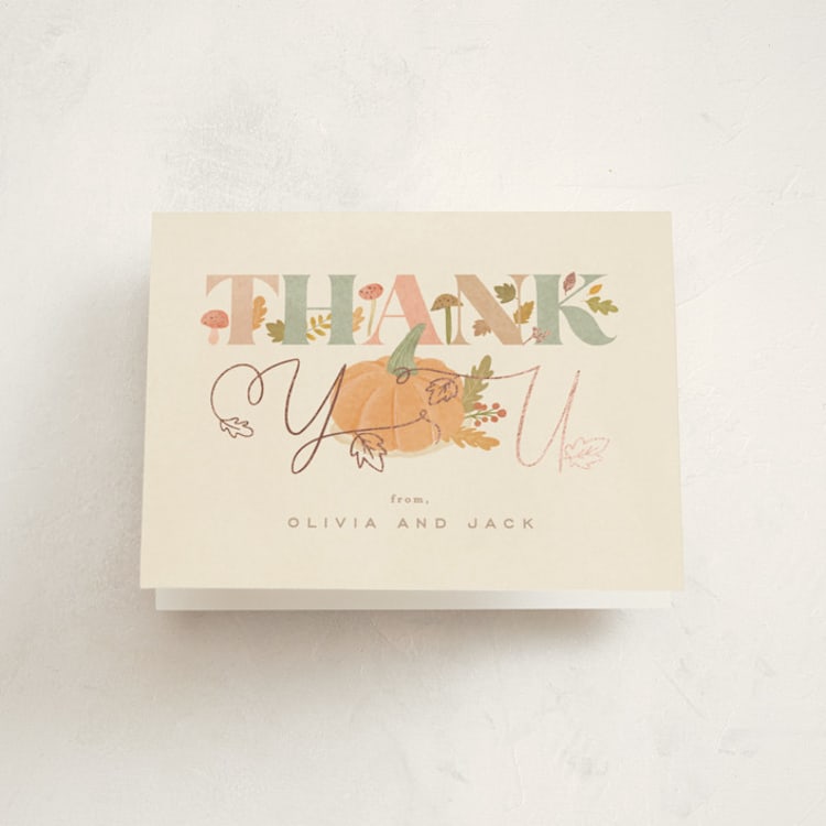 "Little pumpkin" - Foil-Pressed Baby Shower Thank You Cards in Latte by Creo Study - Front