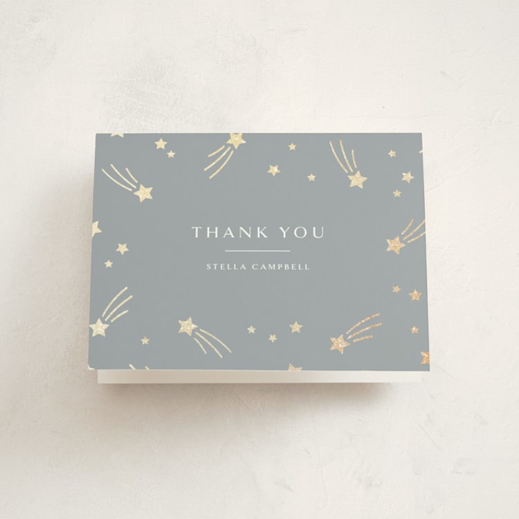 "Little Star" - Foil-Pressed Baby Shower Thank You Cards in Slate by Meggy Masters - Front