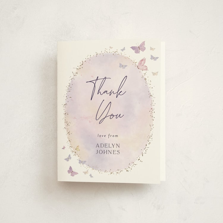 "Fabled" - Foil-Pressed Baby Shower Thank You Cards in Blush by Jelena Vuletic - Front