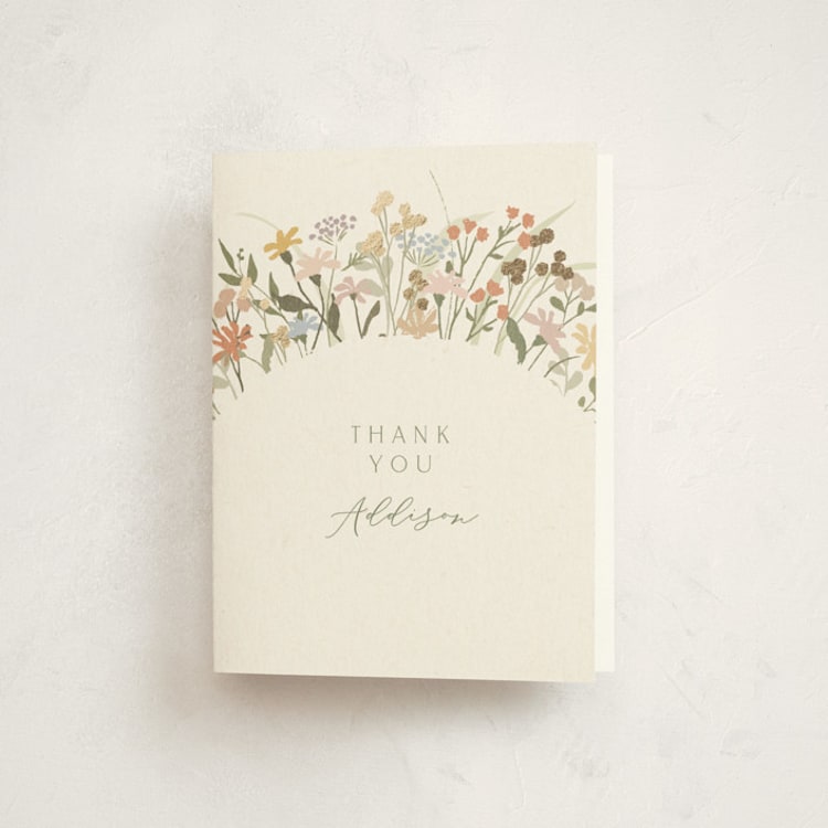 "Meadow flowers" - Foil-Pressed Baby Shower Thank You Cards in Vanilla by Jennifer Wick - Front