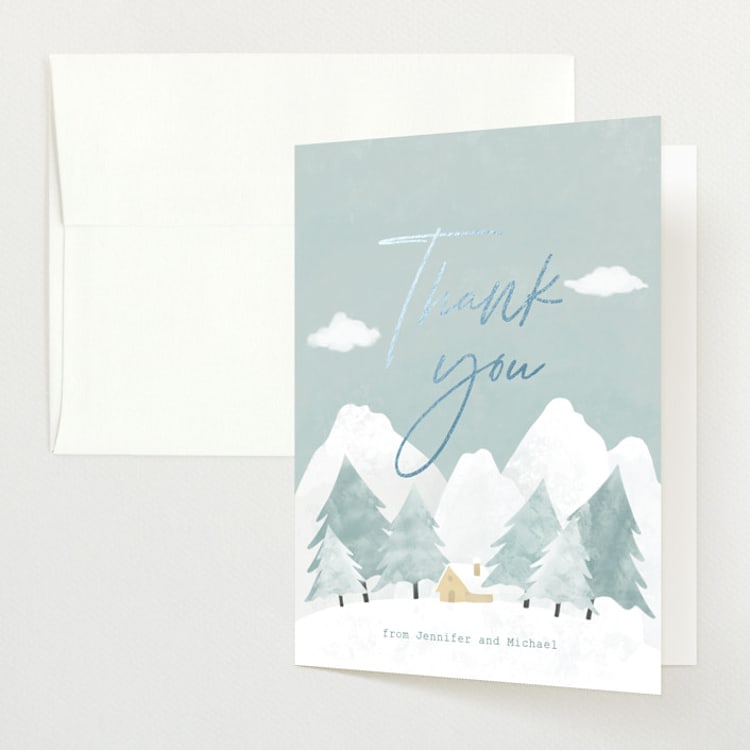 "Calm Winter" - Foil-Pressed Baby Shower Thank You Cards in Frost by Adelyn T. - Front